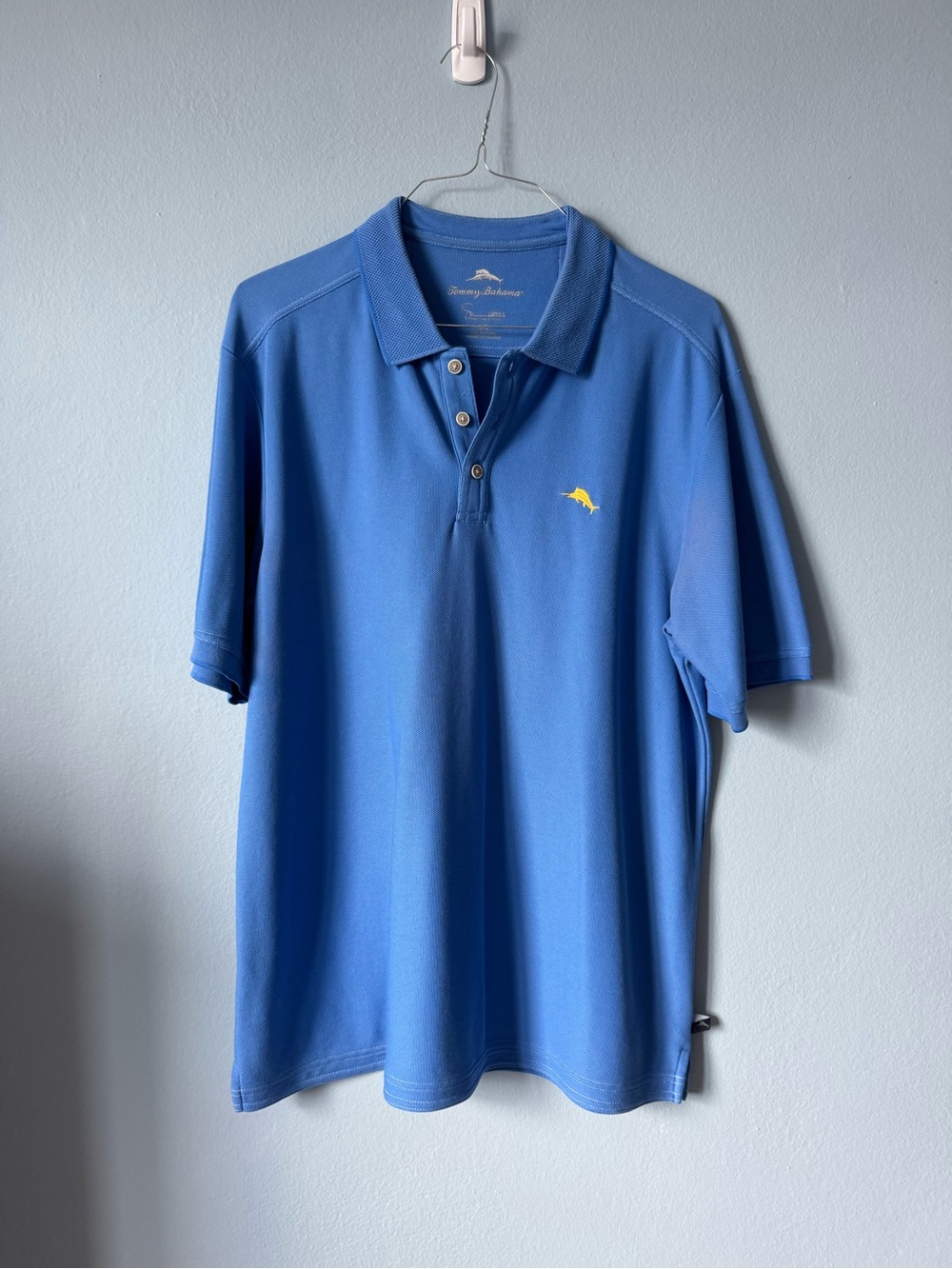 Tommy Bahama Emfielder Polo Shirt Men L Blue Short Sleeve Marlin Logo